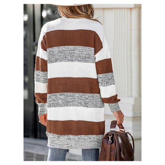 NWT Cupshe Women's Cardigan Sweater Knit Striped Sweater Long Sleeve Size Small - Picture 2 of 11